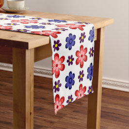 Boho Blue Purple Red Flowers Medium Table Runner Mittelgroßer Tischläufer