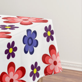 Boho Blue Purple Red Flowers Small Tablecloth Tischdecke