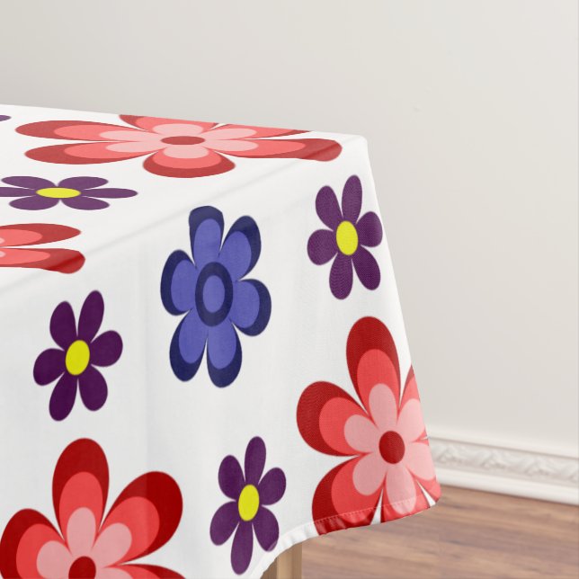 Boho Blue Purple Red Flowers Small Tablecloth Tischdecke (Beispiel)