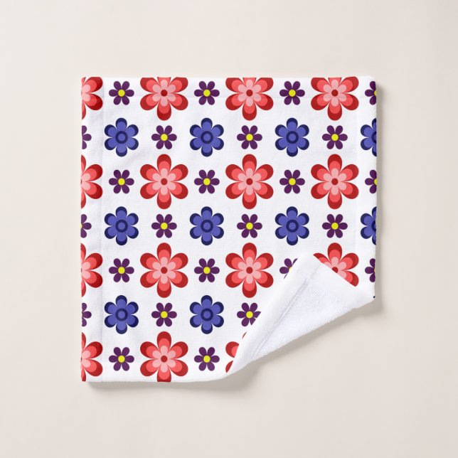 Boho Blue Purple Red Flowers Washcloth Waschlappen (Waschlappen)
