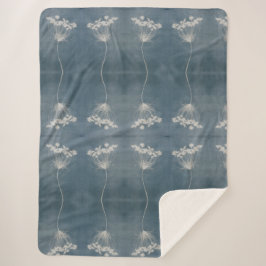 Boho Blue Queen Anne's Lace Blume Sherpa Blanket Sherpadecke