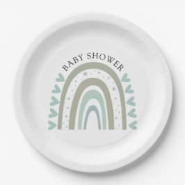Boho Blue Rainbow Baby Boy Dusche Pappteller
