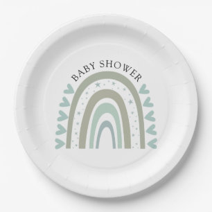 Boho Blue Rainbow Baby Boy Dusche Pappteller