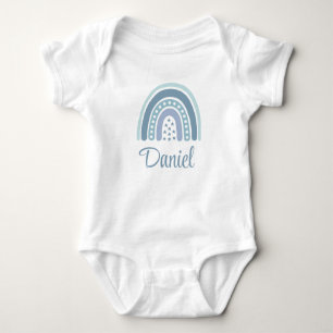 Boho Blue Rainbow Individuelle Name Baby Strampler