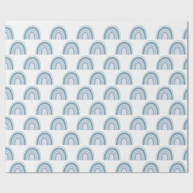 Boho Blue Rainbow Pattern Geschenkpapier (Flach)