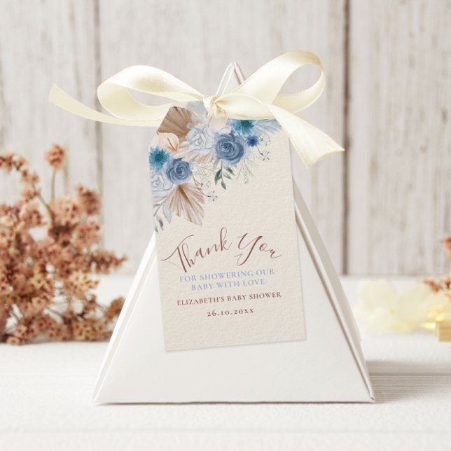 Boho Blue Rose Teddy Bear mit Ballon Geschenkanhänger (Von Creator hochgeladen)