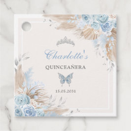 Boho Blue Silver Quinceanera Miss Quince 15 Geschenkanhänger