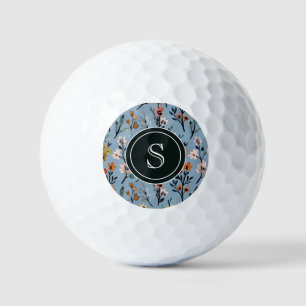 Boho Blue Soft Watercolor Mit Monogramm Golfball
