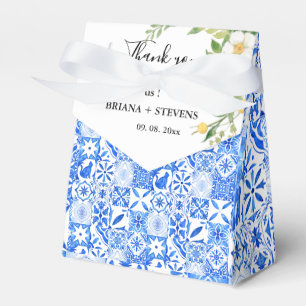 Boho Blue tile und Lemon Arch Hochzeit Vielen Dank Geschenkschachtel