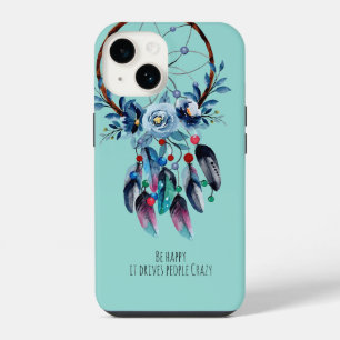 Boho Blue Traumfänger Lustige Zitat Feder Floral iPhone 14 Hülle