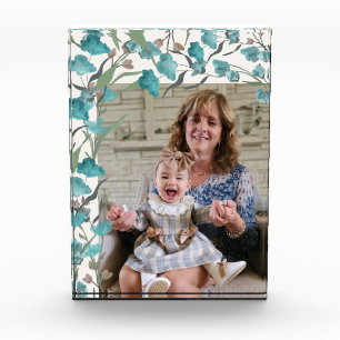 Boho Blue Turquoise Watercolor Wildblume Oma Fotoblock