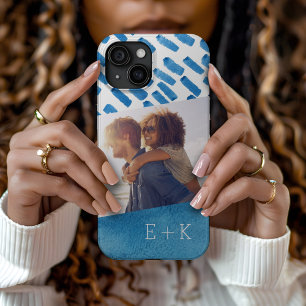 Boho Blue Wassercolor Abstrakt   MIT MONOGRAMM FOT Case-Mate iPhone Hülle