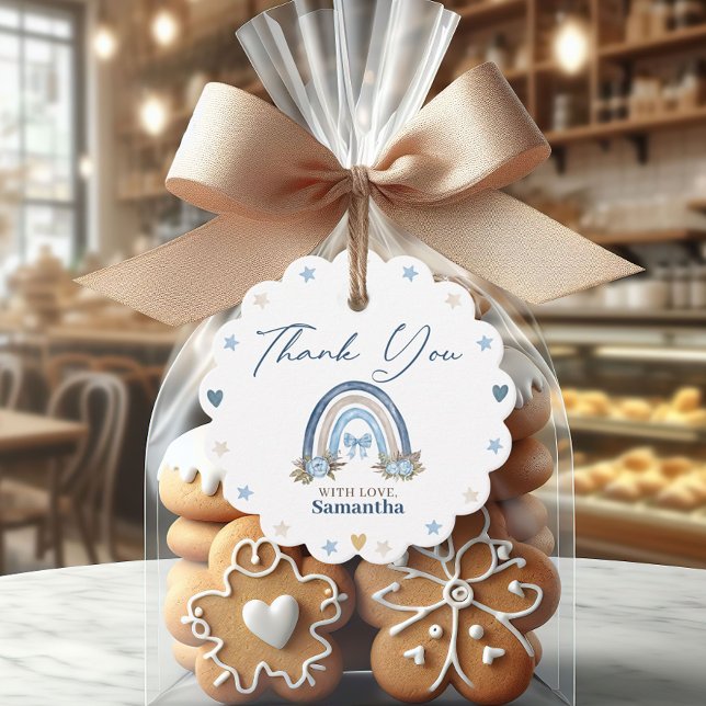 Boho Blue Watercolor Babydusche Geschenkanhänger (Von Creator hochgeladen)