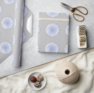 Boho Blue White Dandelion Wildblume Weed Gray Geschenkpapier