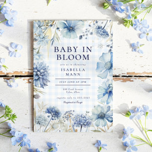 Boho Blue Wildblume Baby in Bloom Boy Baby Dusche Einladung