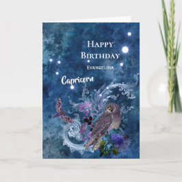 Boho Blue Zodiac Capricorn Constellation Geburtsta Karte
