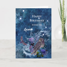 Boho Blue Zodiac Gemini Constellation Geburtstag Karte