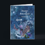 Boho Blue Zodiac Gemini Constellation Geburtstag Karte<br><div class="desc">Die Gemini-Konstellation mit Eule und Motte.</div>
