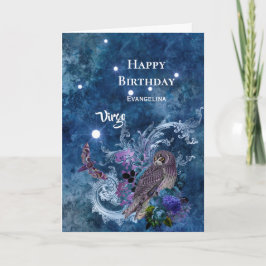 Boho Blue Zodiac Virgo Constellation Geburtstag Karte