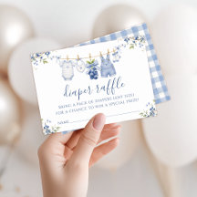 Boho Blueberry Baby Boy Shower Windel-Raffle-Karte