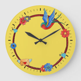 Boho Bluebird Wall Clock Große Wanduhr
