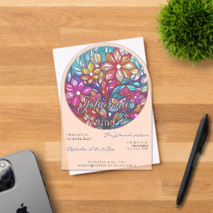 Boho blühte imitierte Buntglas-Geburtstag Acryleinladungen