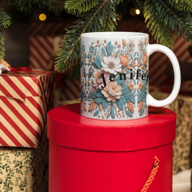 Boho Blume 3D-Modus Kaffee-Tasse Tasse (Von Creator hochgeladen)