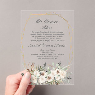 Boho Blume Acryl Quinceanera Einladung