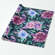 Boho Blume Aquarell. Lila Blumenmuster