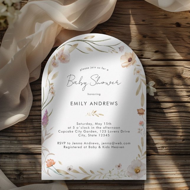 Boho Blume Babydusche Einladung (Modern Minimal Boho Flower Baby Invitation)