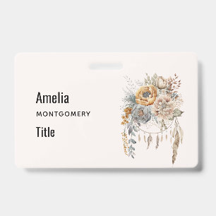 Boho Blume Bouquet und Dreamcatcher Ausweis