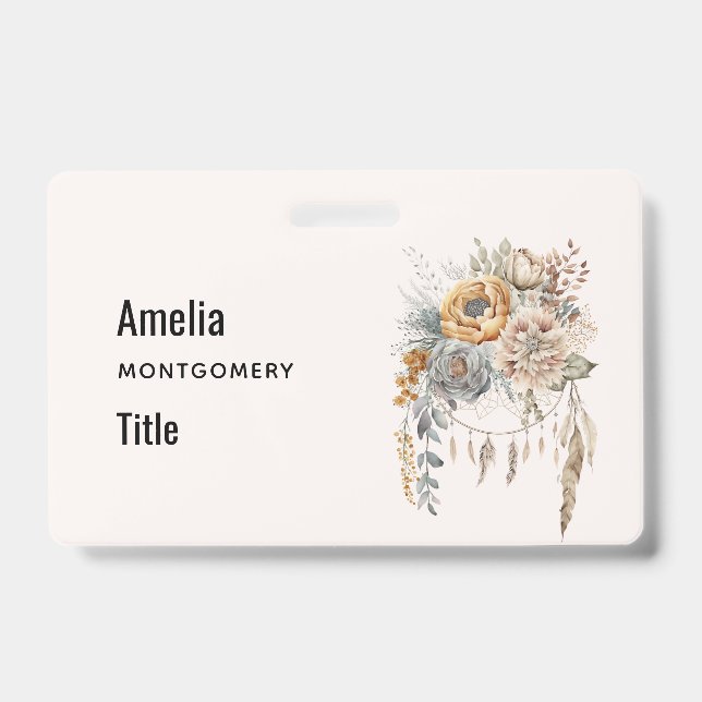 Boho Blume Bouquet und Dreamcatcher Ausweis (Vorderseite)