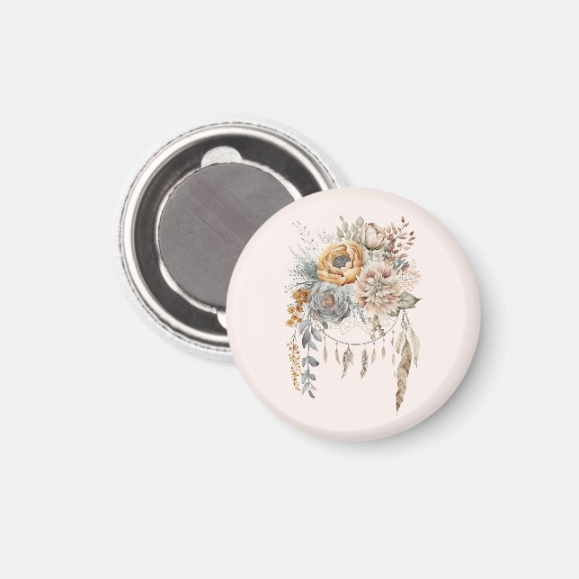 Boho Blume Bouquet und Dreamcatcher Magnet (Vorderseite/Rückseite)