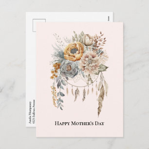 Boho Blume Bouquet und Dreamcatcher Mother Day Feiertagspostkarte
