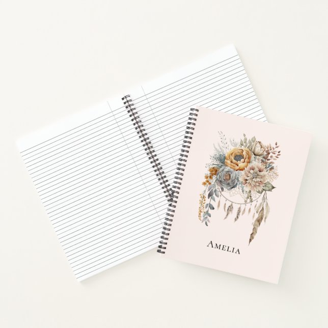 Boho Blume Bouquet und Dreamcatcher Notizbuch (Innenseite)