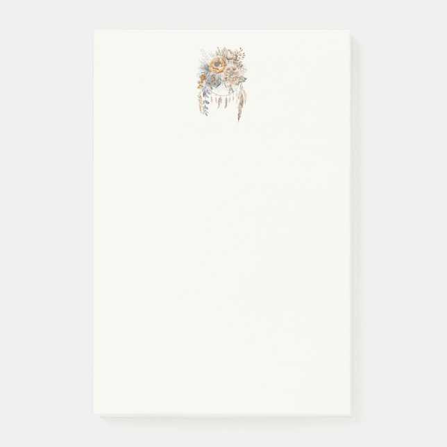 Boho Blume Bouquet und Dreamcatcher Post-it Klebezettel (Vorderseite)