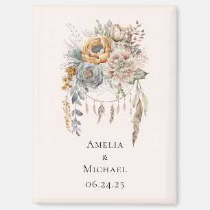 Boho Blume Bouquet und Dreamcatcher Save the Date Magnet