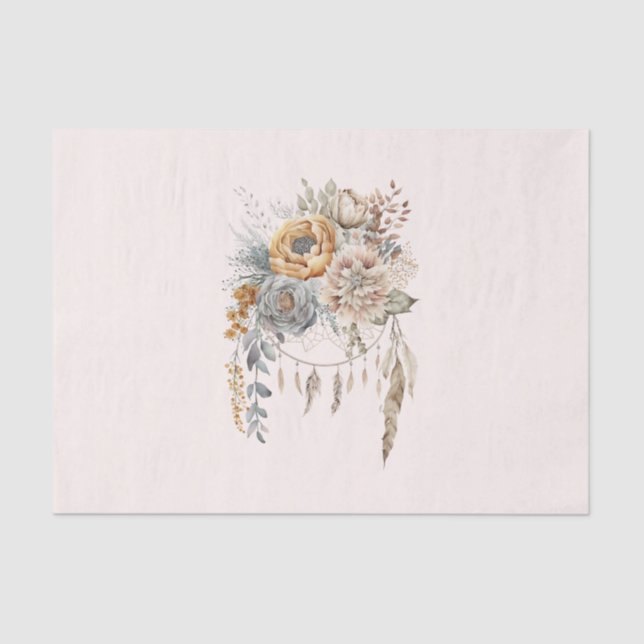 Boho Blume Bouquet und Dreamcatcher Seidenpapier (Vorderseite)