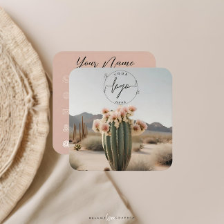 Boho | Blume Cactus | ästhetisch Quadratische Visitenkarte