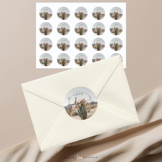 Boho | Blume Cactus | ästhetisch Runder Aufkleber (Von Creator hochgeladen)