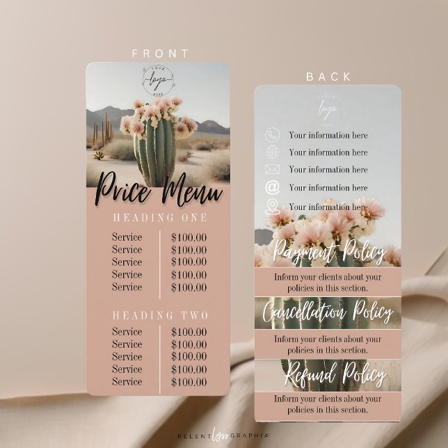 Boho | Blume Cactus | Menü "Preise" | Policy-Sheet Menükarte (Von Creator hochgeladen)