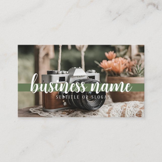 Boho Blume & Camera Business Card Visitenkarte (Vorderseite)