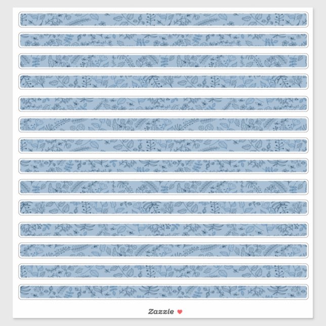 Boho Blume Classic Blue Thin Strips Aufkleber (Blatt)