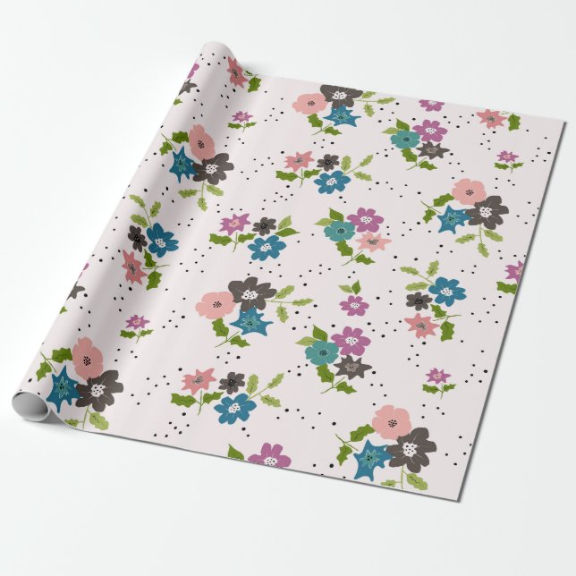 Boho Blume Clusters Geschenkpapier (Ungerollt)