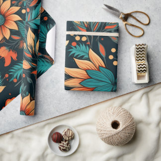 Boho Blume Dark Moody Geschenkpapier