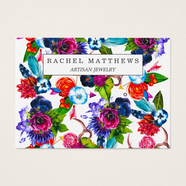 Boho Blume Deer Antlers Blätter Earring Display (Vorderseite)