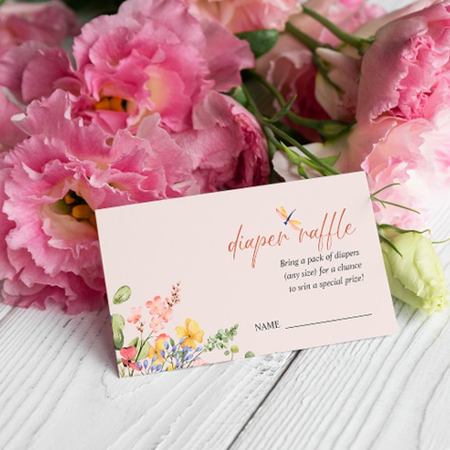 Boho Blume Dragonfly BABY SHOWER DIAPER RAFFLE Begleitkarte (Von Creator hochgeladen)