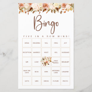 Boho Blume fallen   Bridal Bingo Game