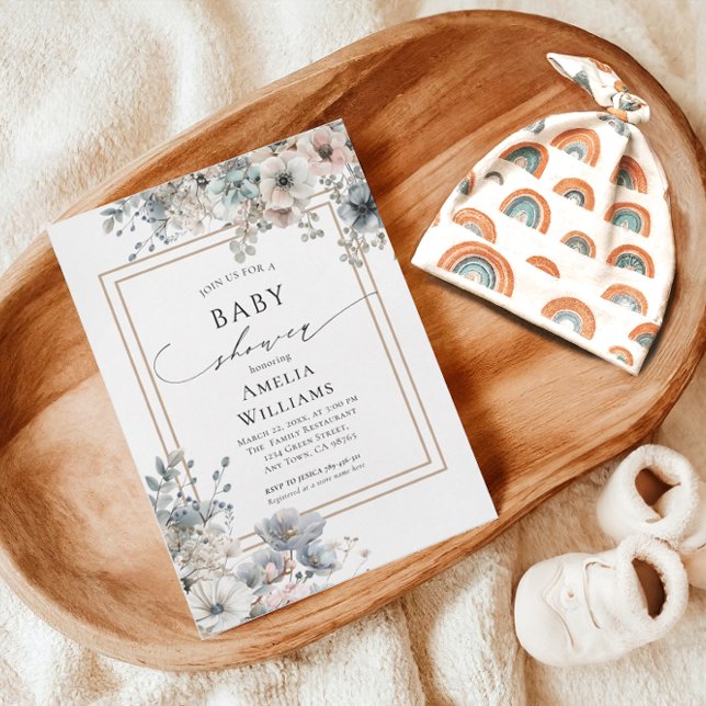 Boho Blume Floral Wildblume Rustikale Babydusche Einladung (Von Creator hochgeladen)