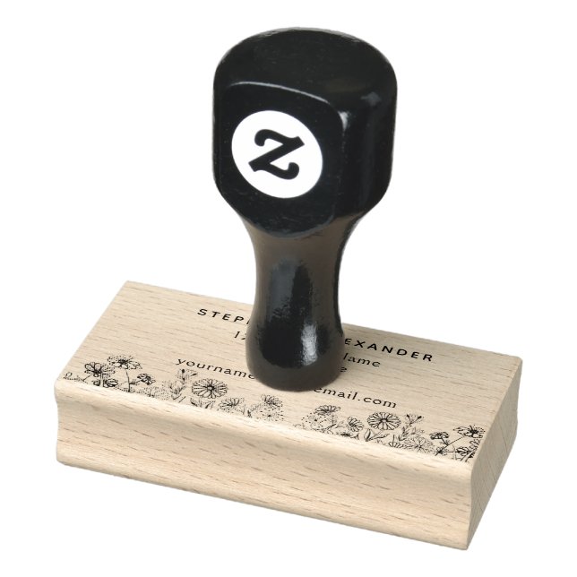 Boho Blume, Gänseblümchen und Rose. Pen und Tinte Gummistempel (Stempel)